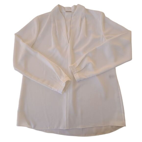 Elie Tahari Soft White Split Neckline Long Sleeve Blouse Size M - Picture 8 of 12